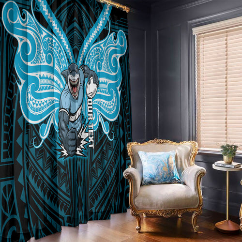 Custom Cronulla-Sutherland Sharks Window Curtain Shark Warrior Polynesia Islander Rugby Mascot