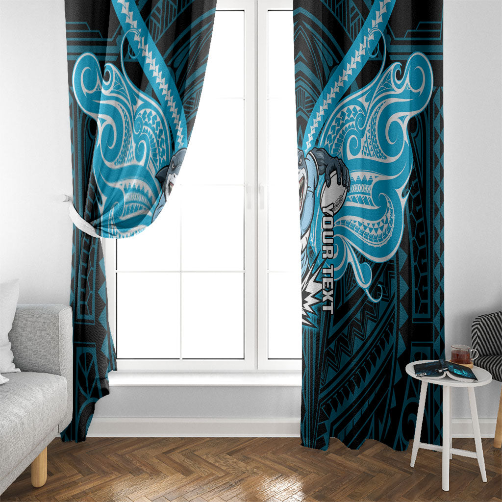 Custom Cronulla-Sutherland Sharks Window Curtain Shark Warrior Polynesia Islander Rugby Mascot