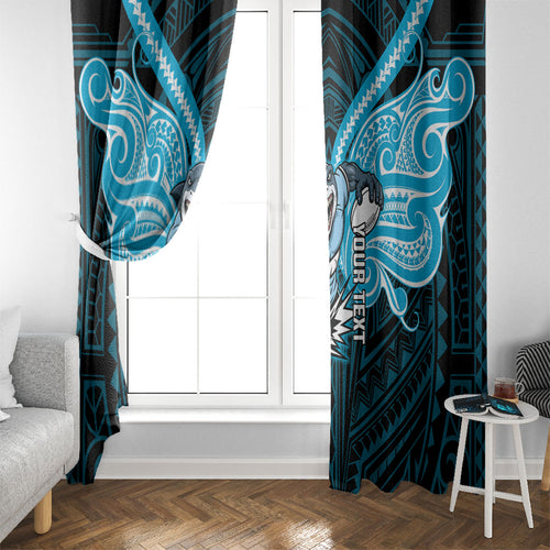 Custom Cronulla-Sutherland Sharks Window Curtain Shark Warrior Polynesia Islander Rugby Mascot