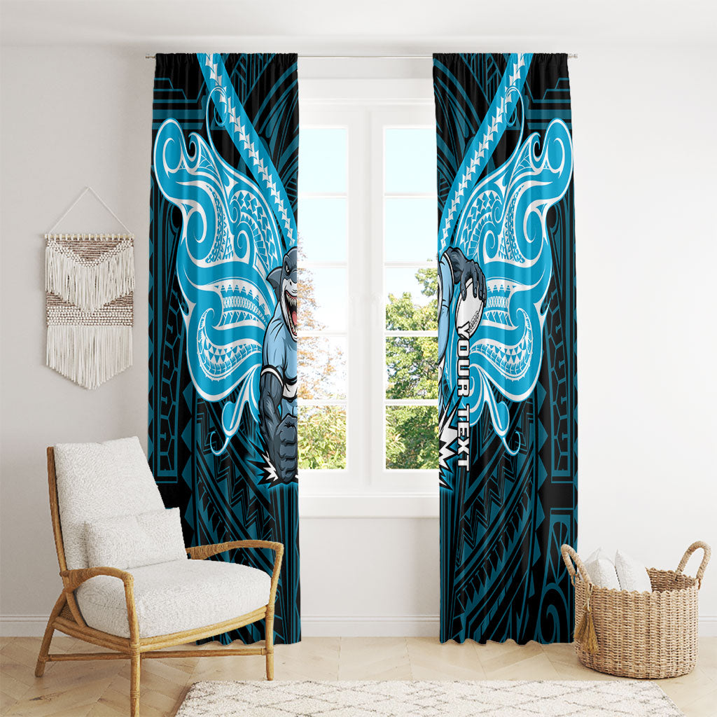Custom Cronulla-Sutherland Sharks Window Curtain Shark Warrior Polynesia Islander Rugby Mascot