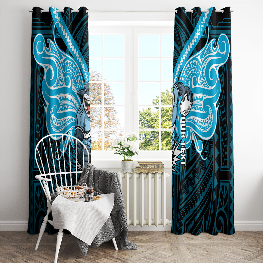 Custom Cronulla-Sutherland Sharks Window Curtain Shark Warrior Polynesia Islander Rugby Mascot