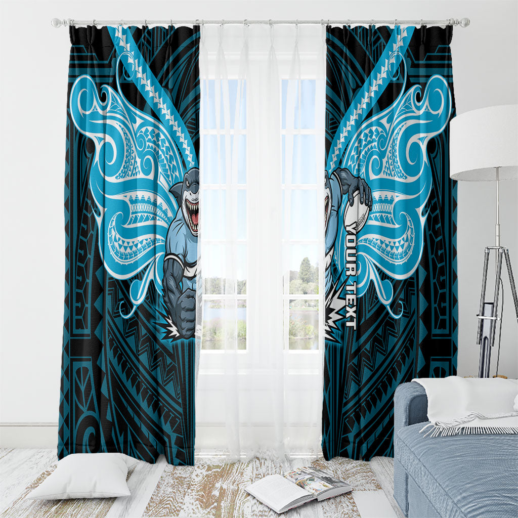 Custom Cronulla-Sutherland Sharks Window Curtain Shark Warrior Polynesia Islander Rugby Mascot