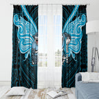 Custom Cronulla-Sutherland Sharks Window Curtain Shark Warrior Polynesia Islander Rugby Mascot