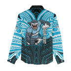 Custom Cronulla-Sutherland Sharks Women Casual Shirt Shark Warrior Polynesia Islander Rugby Mascot