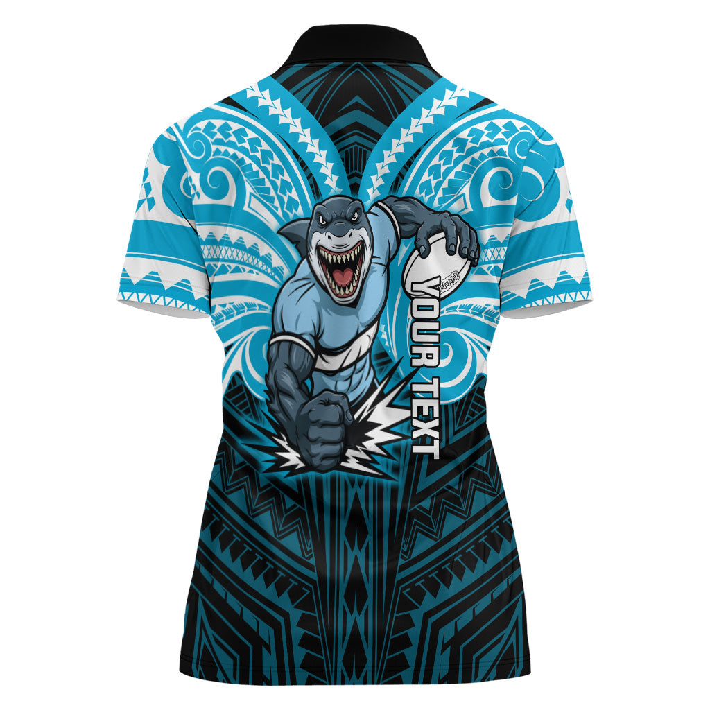 Custom Cronulla-Sutherland Sharks Women Polo Shirt Shark Warrior Polynesia Islander Rugby Mascot