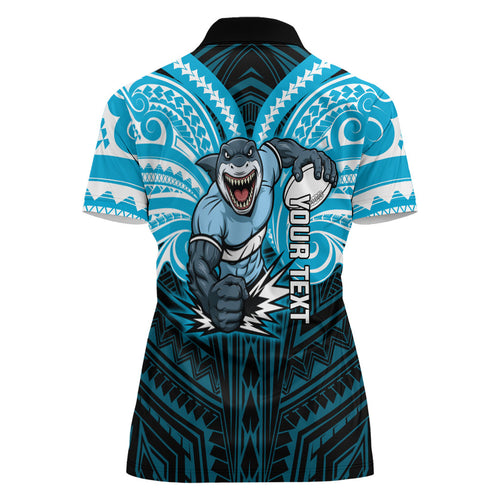 Custom Cronulla-Sutherland Sharks Women Polo Shirt Shark Warrior Polynesia Islander Rugby Mascot