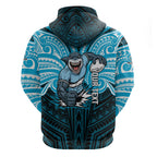 Custom Cronulla-Sutherland Sharks Zip Hoodie Shark Warrior Polynesia Islander Rugby Mascot