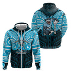 Custom Cronulla-Sutherland Sharks Zip Hoodie Shark Warrior Polynesia Islander Rugby Mascot