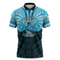 Custom Cronulla-Sutherland Sharks Zipper Polo Shirt Shark Warrior Polynesia Islander Rugby Mascot