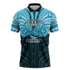 Custom Cronulla-Sutherland Sharks Zipper Polo Shirt Shark Warrior Polynesia Islander Rugby Mascot