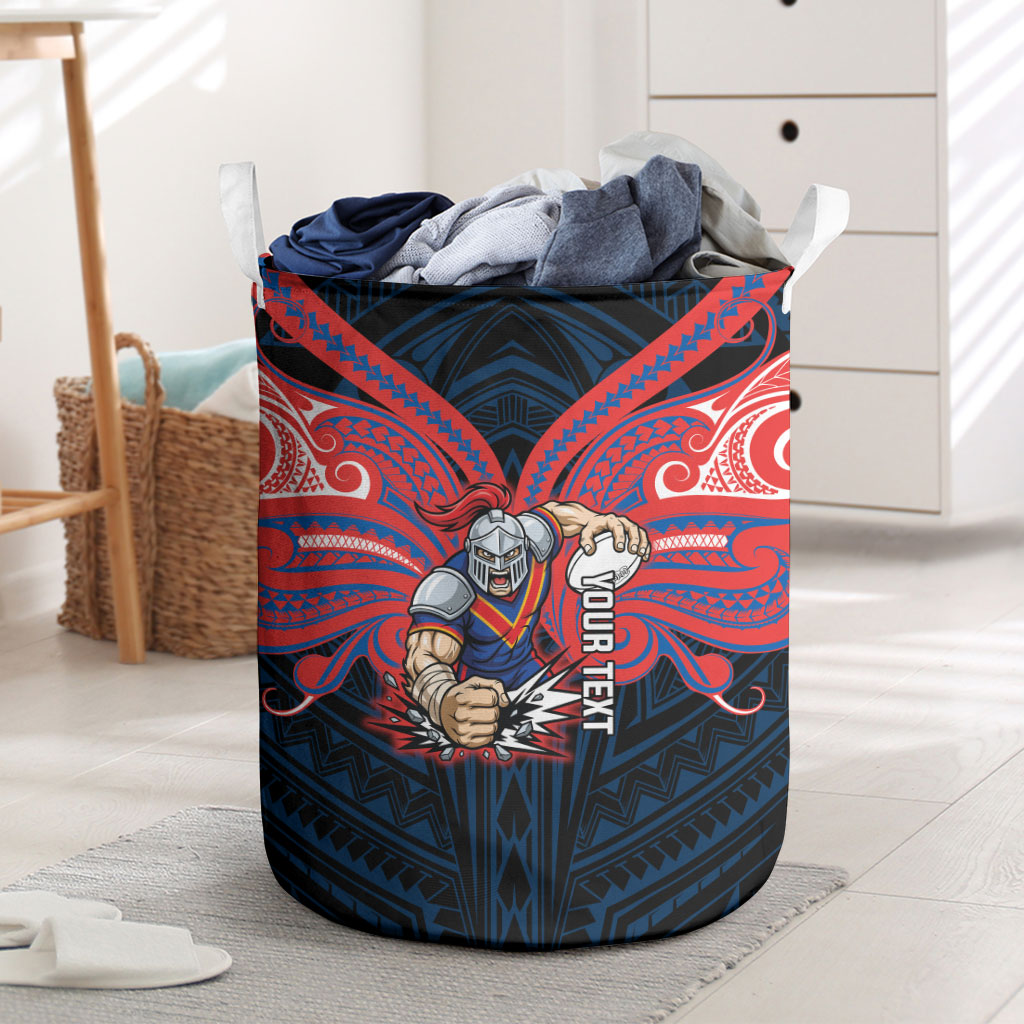 Custom Newcastle Knight Laundry Basket Knight Warrior Polynesia Islander Rugby Mascot