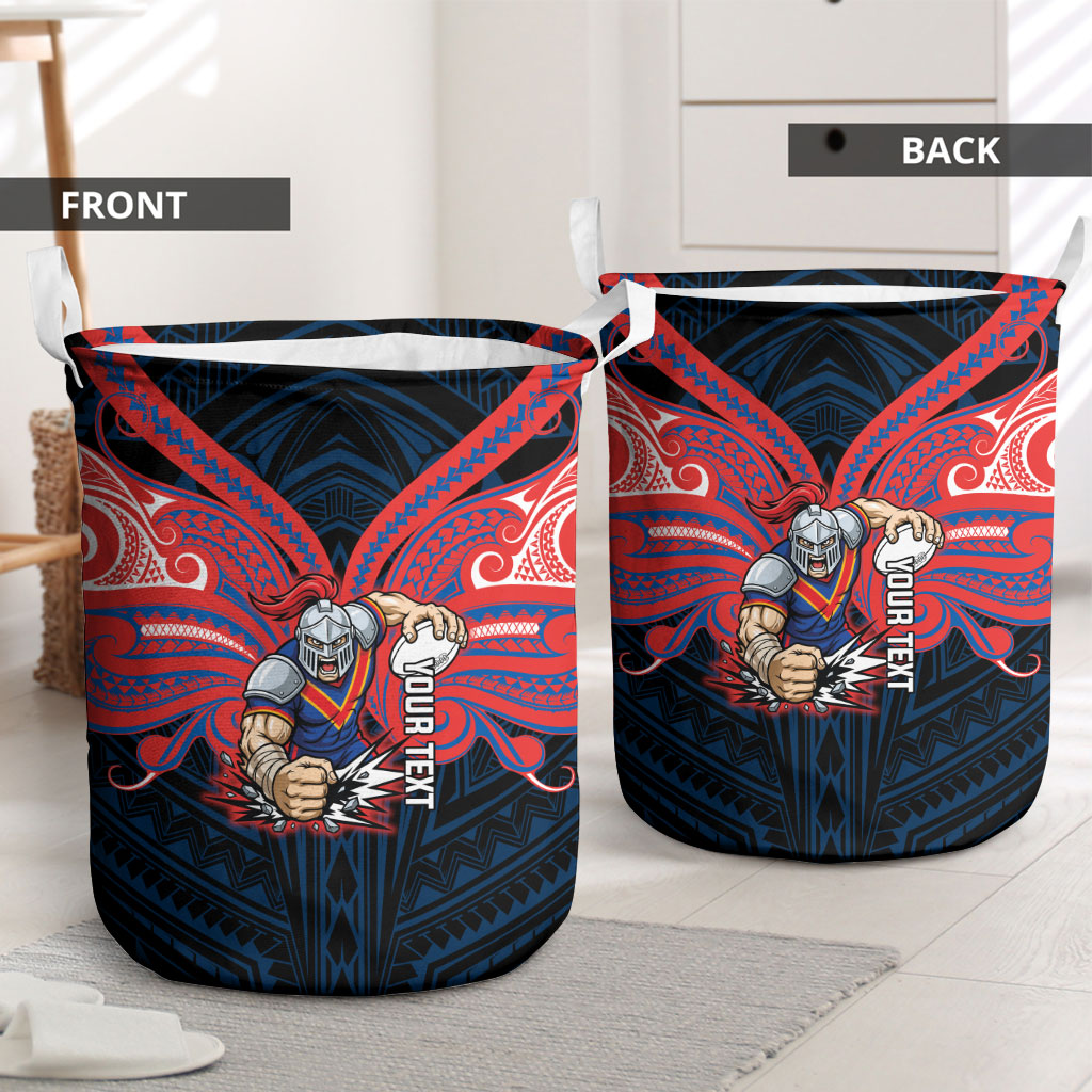 Custom Newcastle Knight Laundry Basket Knight Warrior Polynesia Islander Rugby Mascot
