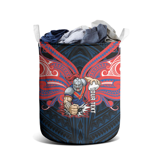 Custom Newcastle Knight Laundry Basket Knight Warrior Polynesia Islander Rugby Mascot