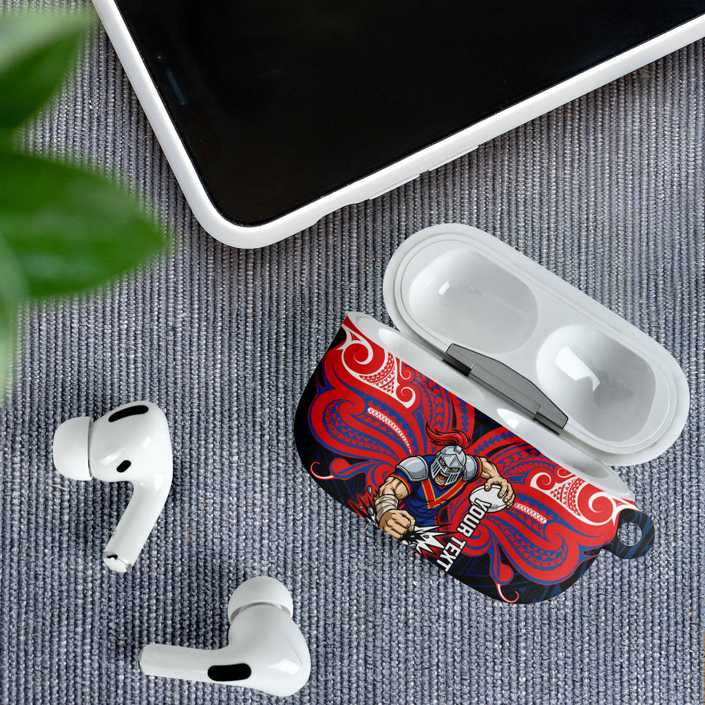Custom Newcastle Knight AirPods Case Knight Warrior Polynesia Islander Rugby Mascot