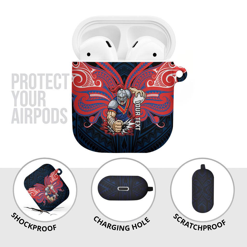 Custom Newcastle Knight AirPods Case Knight Warrior Polynesia Islander Rugby Mascot