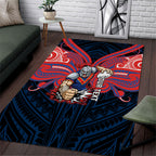 Custom Newcastle Knight Area Rug Knight Warrior Polynesia Islander Rugby Mascot