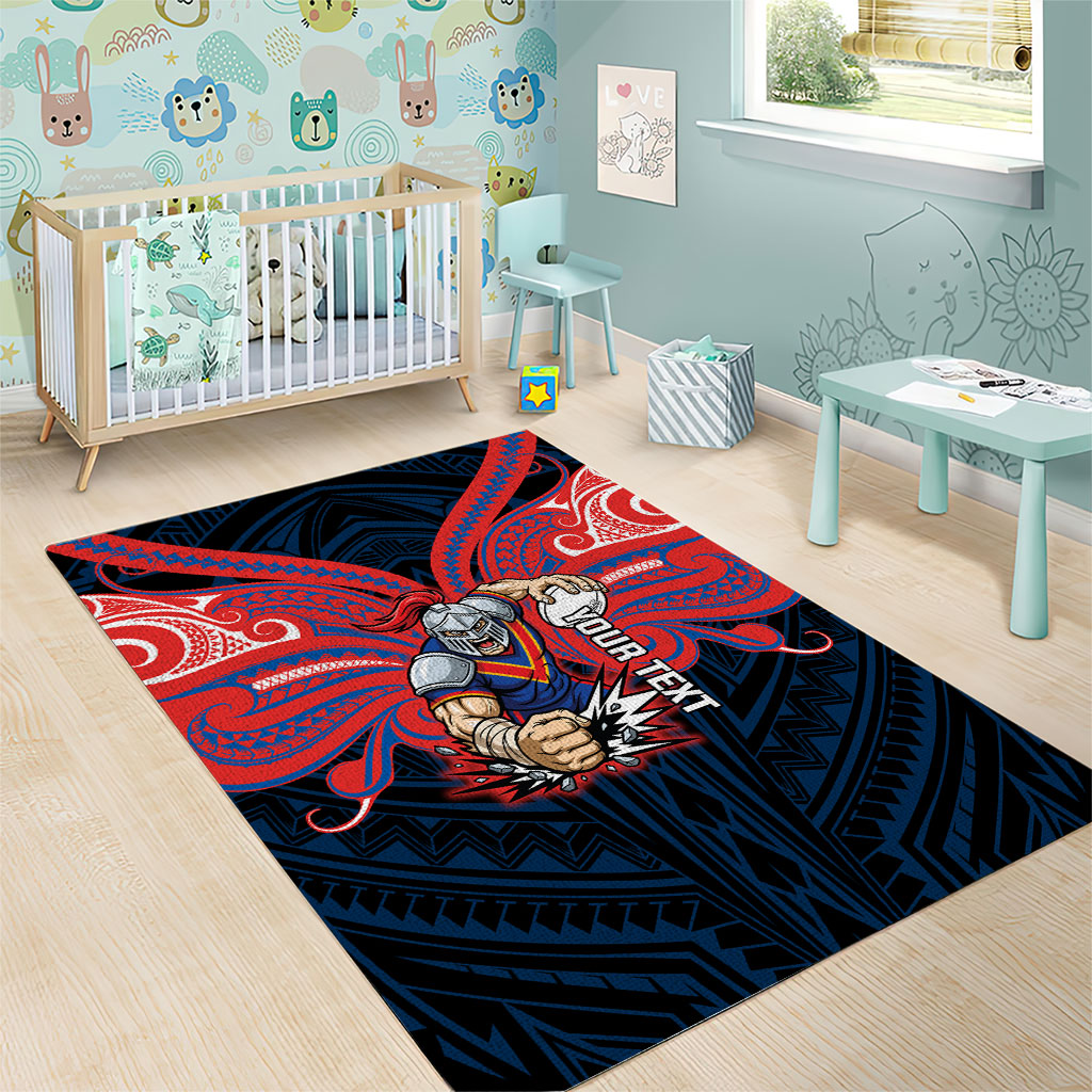 Custom Newcastle Knight Area Rug Knight Warrior Polynesia Islander Rugby Mascot