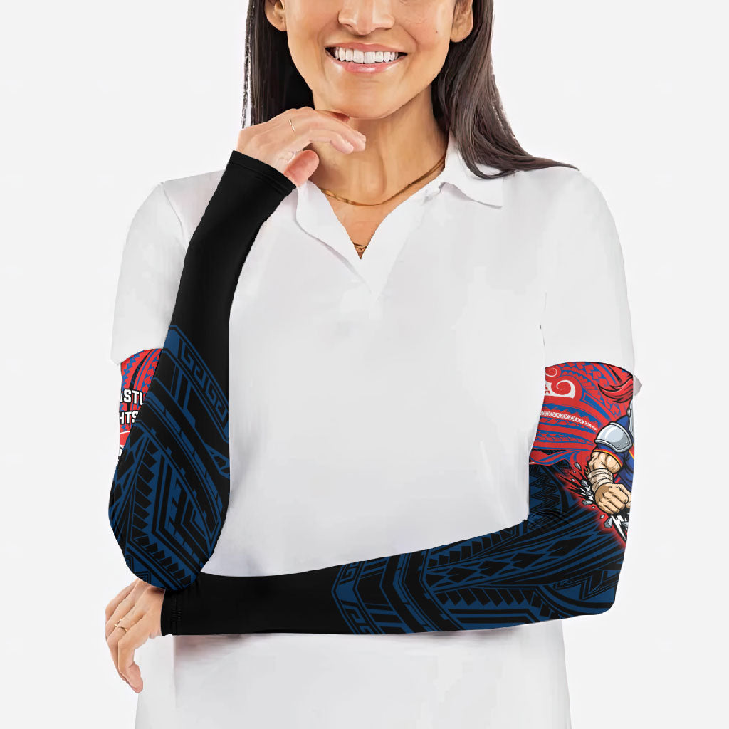 Custom Newcastle Knight Arm Sleeves Knight Warrior Polynesia Islander Rugby Mascot