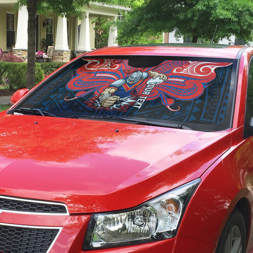 Custom Newcastle Knight Auto Sun Shade Knight Warrior Polynesia Islander Rugby Mascot