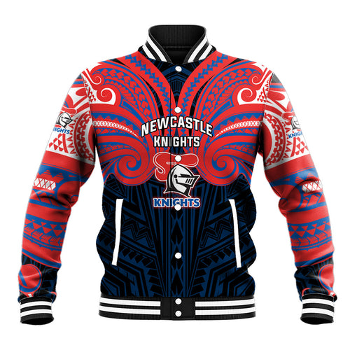 Custom Newcastle Knight Baseball Jacket Knight Warrior Polynesia Islander Rugby Mascot