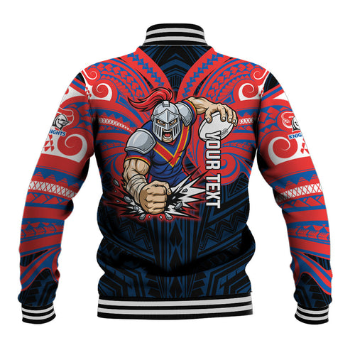 Custom Newcastle Knight Baseball Jacket Knight Warrior Polynesia Islander Rugby Mascot