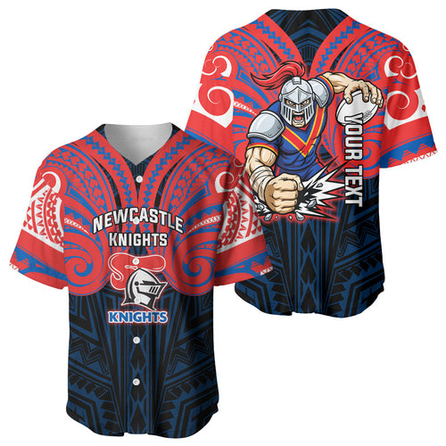 Custom Newcastle Knight Baseball Jersey Knight Warrior Polynesia Islander Rugby Mascot