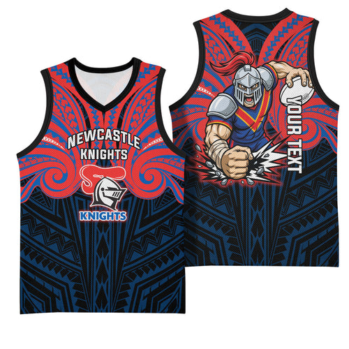Custom Newcastle Knight Basketball Jersey Knight Warrior Polynesia Islander Rugby Mascot