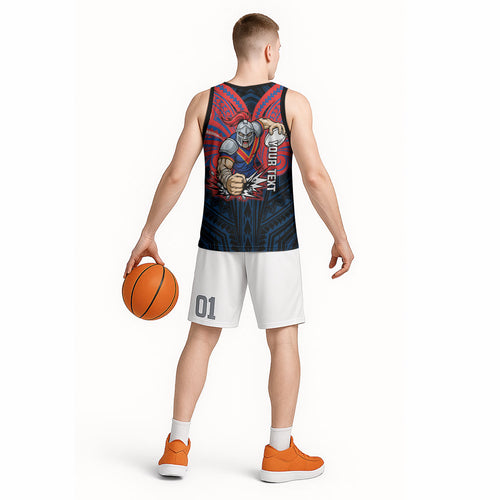 Custom Newcastle Knight Basketball Jersey Knight Warrior Polynesia Islander Rugby Mascot