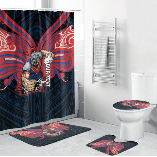 Custom Newcastle Knight Bathroom Set Knight Warrior Polynesia Islander Rugby Mascot