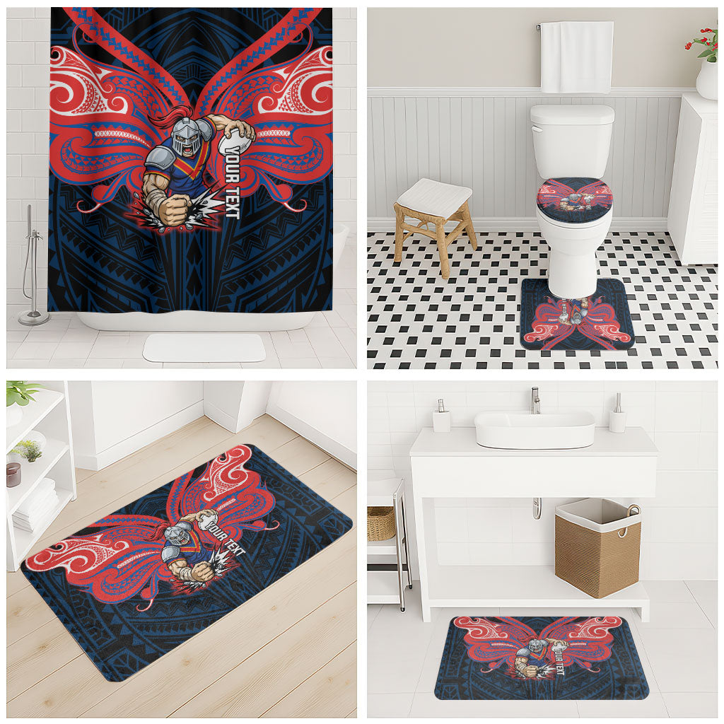 Custom Newcastle Knight Bathroom Set Knight Warrior Polynesia Islander Rugby Mascot