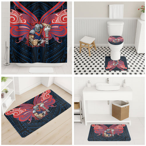 Custom Newcastle Knight Bathroom Set Knight Warrior Polynesia Islander Rugby Mascot