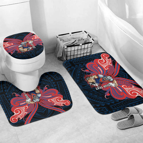 Custom Newcastle Knight Bathroom Set Knight Warrior Polynesia Islander Rugby Mascot