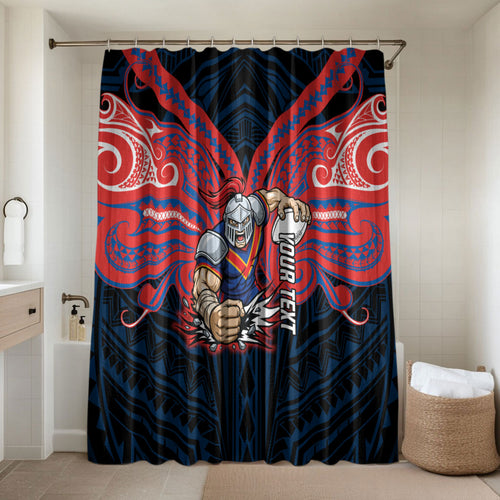 Custom Newcastle Knight Bathroom Set Knight Warrior Polynesia Islander Rugby Mascot