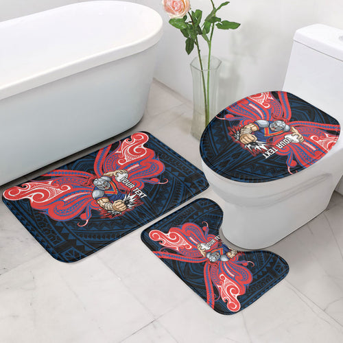 Custom Newcastle Knight Bathroom Set Knight Warrior Polynesia Islander Rugby Mascot