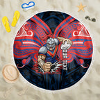 Custom Newcastle Knight Beach Blanket Knight Warrior Polynesia Islander Rugby Mascot