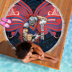 Custom Newcastle Knight Beach Blanket Knight Warrior Polynesia Islander Rugby Mascot
