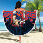 Custom Newcastle Knight Beach Blanket Knight Warrior Polynesia Islander Rugby Mascot