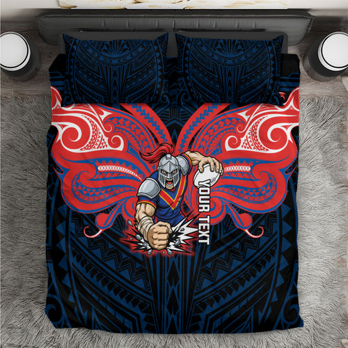 Custom Newcastle Knight Bedding Set Knight Warrior Polynesia Islander Rugby Mascot