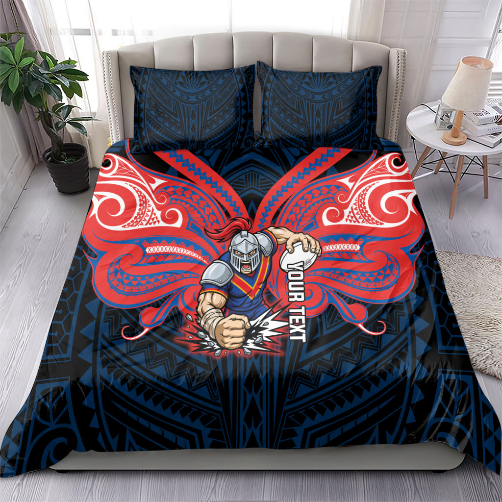 Custom Newcastle Knight Bedding Set Knight Warrior Polynesia Islander Rugby Mascot