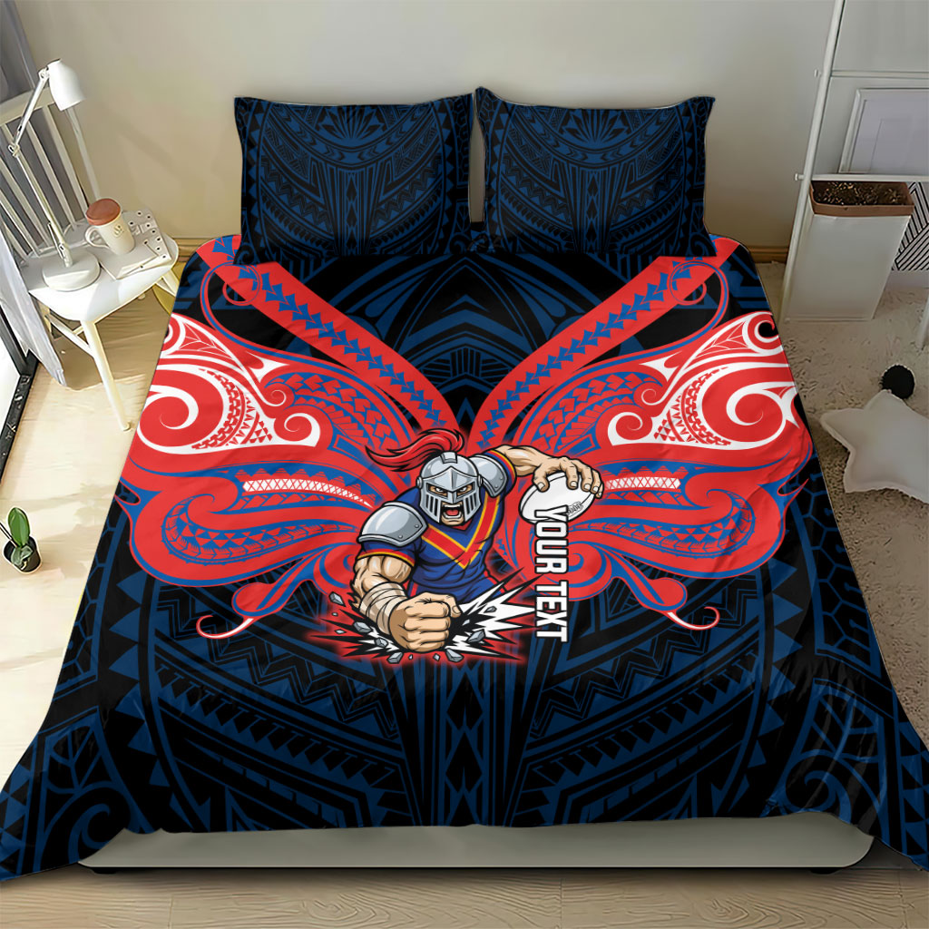 Custom Newcastle Knight Bedding Set Knight Warrior Polynesia Islander Rugby Mascot