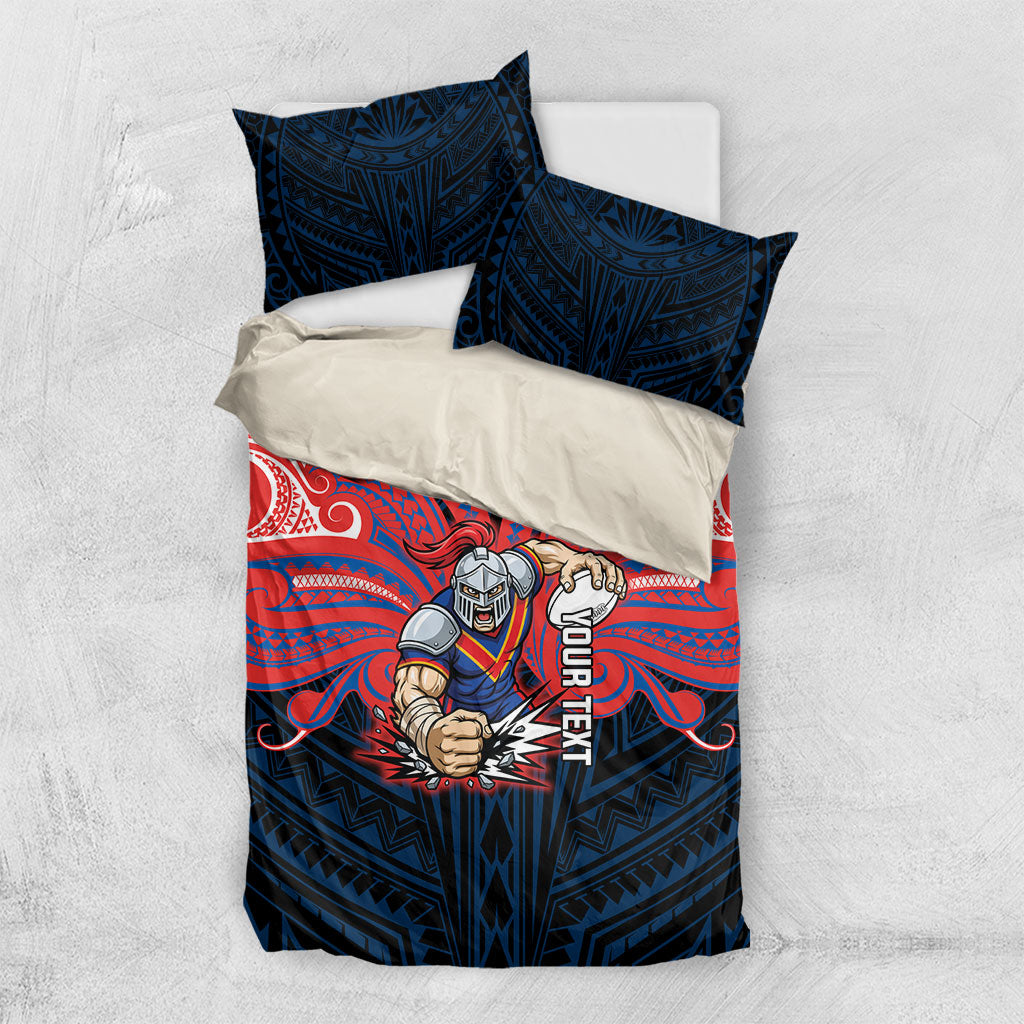 Custom Newcastle Knight Bedding Set Knight Warrior Polynesia Islander Rugby Mascot
