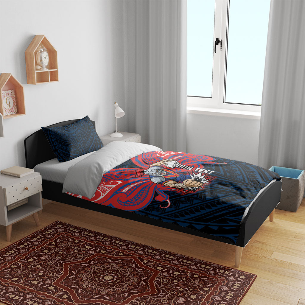 Custom Newcastle Knight Bedding Set Knight Warrior Polynesia Islander Rugby Mascot