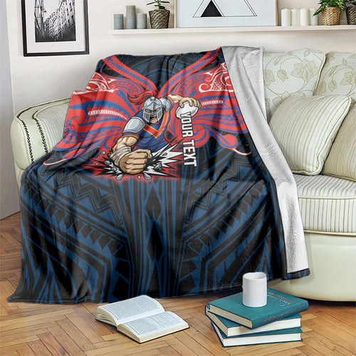 Custom Newcastle Knight Blanket Knight Warrior Polynesia Islander Rugby Mascot