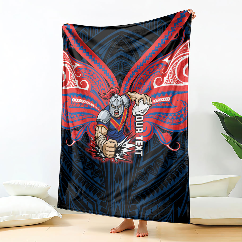 Custom Newcastle Knight Blanket Knight Warrior Polynesia Islander Rugby Mascot