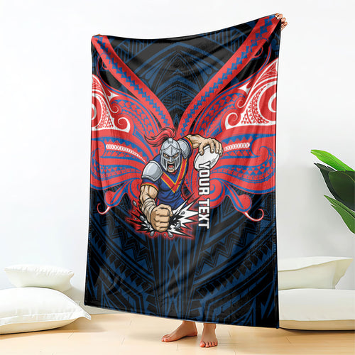 Custom Newcastle Knight Blanket Knight Warrior Polynesia Islander Rugby Mascot
