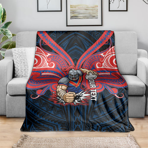 Custom Newcastle Knight Blanket Knight Warrior Polynesia Islander Rugby Mascot