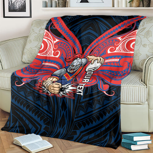 Custom Newcastle Knight Blanket Knight Warrior Polynesia Islander Rugby Mascot