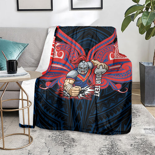 Custom Newcastle Knight Blanket Knight Warrior Polynesia Islander Rugby Mascot