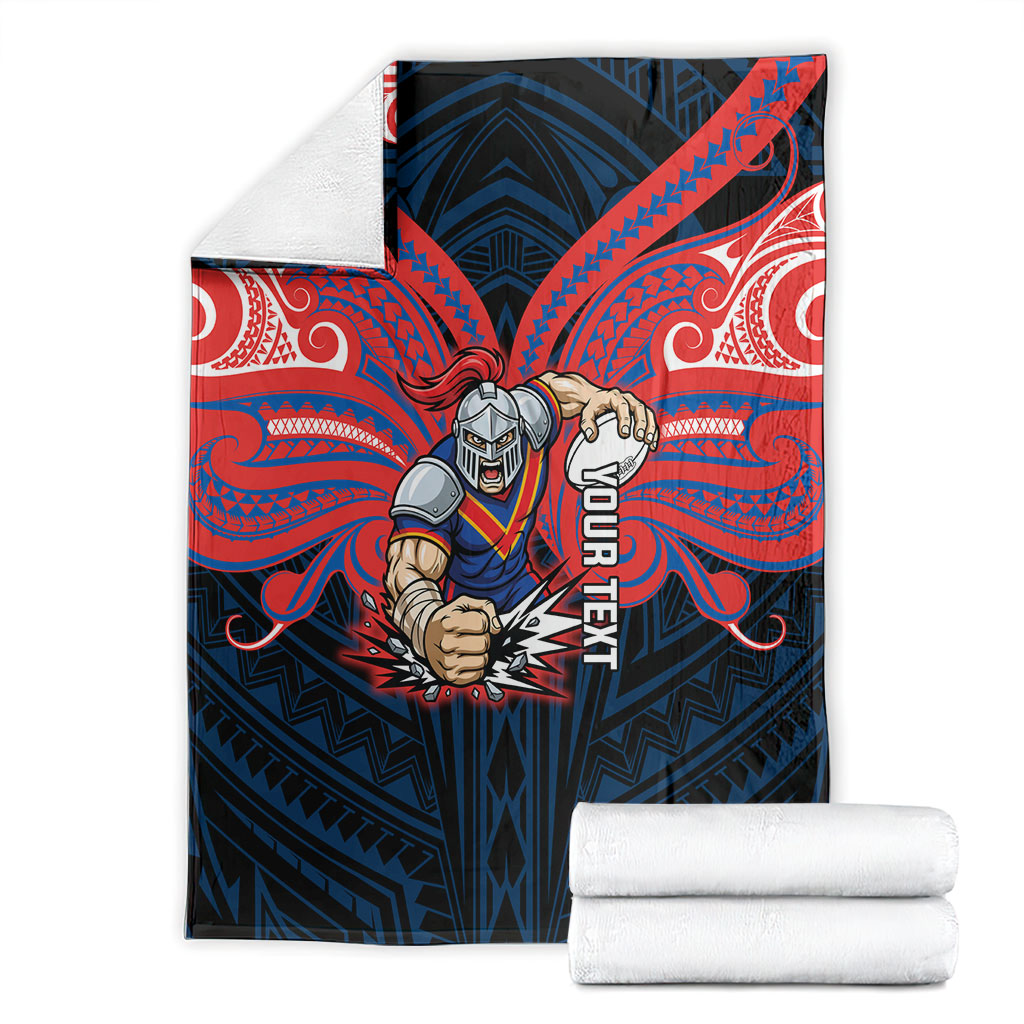 Custom Newcastle Knight Blanket Knight Warrior Polynesia Islander Rugby Mascot