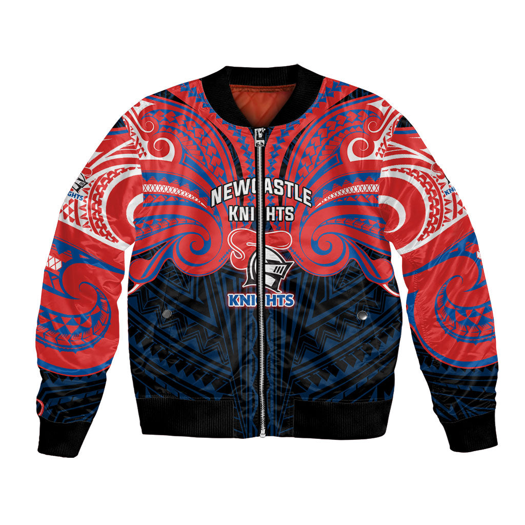 Custom Newcastle Knight Bomber Jacket Knight Warrior Polynesia Islander Rugby Mascot